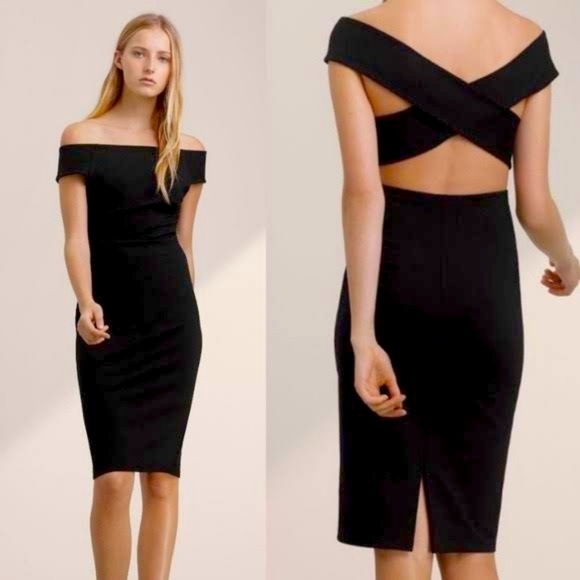 Aritzia Talula Varndell Cross Back Women's Bodycon Mini Black Dress Size Large - Picture 1 of 10